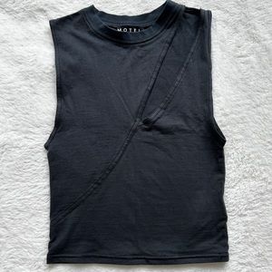 Dark grey vest cut-out front top